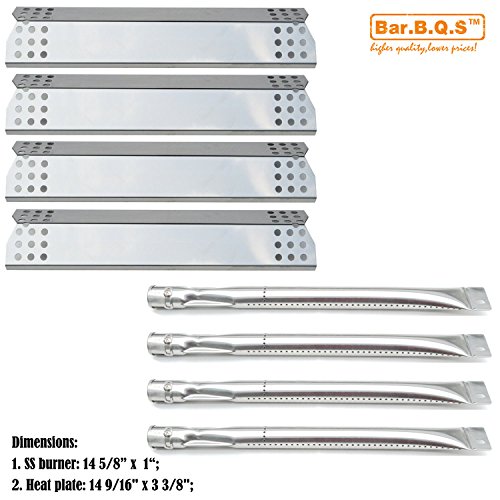 Barbqs Replacement Parts For SunbeamNexgrillGrill Master 720-0697 Gas Grill 4pack Stainless Steel Burners 4pack stainless steel Heat Plates  Burner&Heat Plate