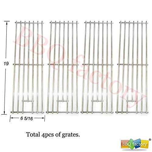 bbq factory JCX631 4-Pack Replacement Gas Grill Parts Stainless Steel Cooking Grid Grate for Brinkmann Grill Chef Kenmore Sears K-Mart Saturn Model Grills