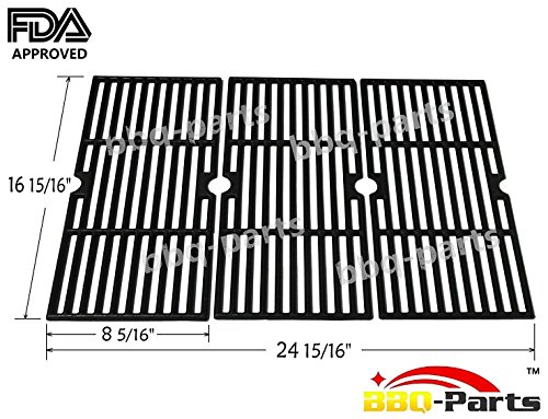 Hongso PCF123 Cast Iron Cooking Grid Set Replacement for Select Gas Grill Models by Kenmore Charbroil Thermos Set of 3