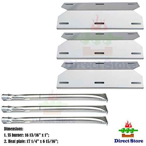 Direct store Parts Kit DG105 Replacement Charmglow Home Depot 3 Burner 720-0230 720-0036-HD-05 Gas Grill Burners Heat Plates Stainless Steel Burner  Stainless Steel Heat Plate
