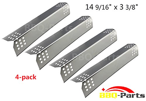 Hongso SPG371 4-pack Stainless Steel Heat Plate Heat Shield Heat Tent Burner Cover Vaporizor Bar and Flavorizer Bar Replacement for Grill Master 720-0697 720-0737 and Uberhaus 780-0003 Gas Grill Models 14 916