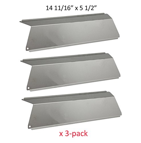 BBQ funland SH5691 3-pack Stainless Steel Heat Plates Heat Shield Heat Tent Burner Cover Vaporizor Bar and Flavorizer Bar Replacement for Select Fiesta Gas Grill Models