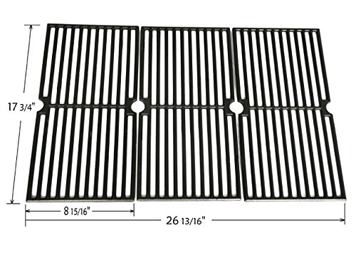 BBQ funland GI4103 Gloss Porcelain Coated Cast Iron Cooking Grid Replacement for Select Brinkmann and Charmglow Gas Grill Models Set of 3
