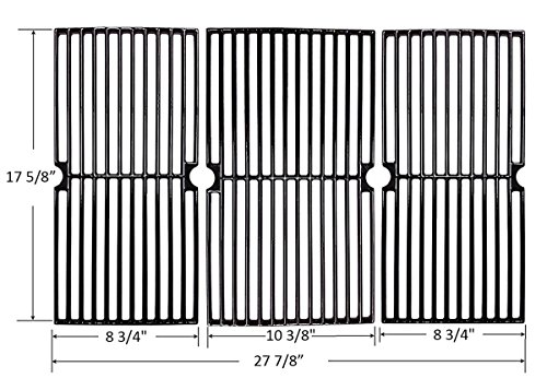 BBQ funland GI7233 GLOSS Porcelain coated Cast Iron Cooking Grid for Select Gas Grill Models By Brinkmann Grill King and Others Sold As A Set of 3