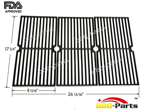 Hongso PCD103 Universal Gas Grill Grate Cast Iron Cooking Grid Replacement for Brinkmann 810-7490-F 810-8410-S 8107490F 8108410S 8107490-F 8108410-S Charmglow 810-8410-F Sold as a set of 3
