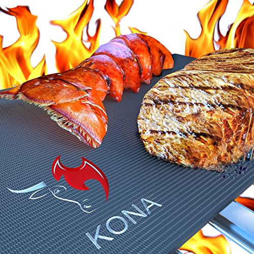 KONA Best BBQ Grill Mat - Heavy Duty 600 Degree Non-Stick Mats Set of 2 - 7 Year Warranty