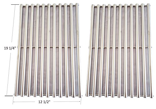 BBQ funland GSS612 NEW Stainless Steel Cooking Grid Replacement for Select Gas Grill Models By Brinkmann Charmglow Turbo Set of 2