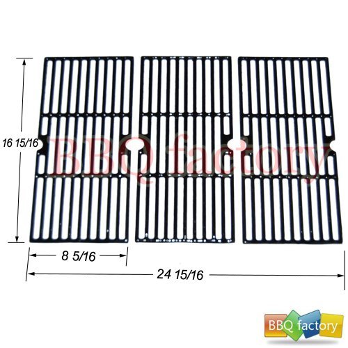bbq factory JGX123 Replacement Porcelain coated Cast Iron Cooking Grid Set of 3 for Select Gas Grill Models By Charbroil Centro Broil King  Kenmore Costco K Mart  Master Chef and Others