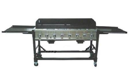 Commercial Lp Gas Portable 8-burner Event Bbq Grill W Pvc Fitted Cover