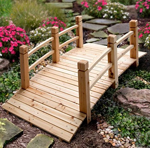 5 Wood Plank Garden Bridge with Rails
