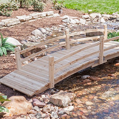 Attractive Design Weather-resistant 10-ft Wood Garden Bridge With Rails - Assembly Required