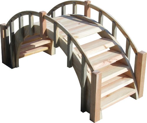 SamsGazebos Fairy Tale Wood Garden Bridge with Decorative Picket Railings and Steps 33 L Unfinished