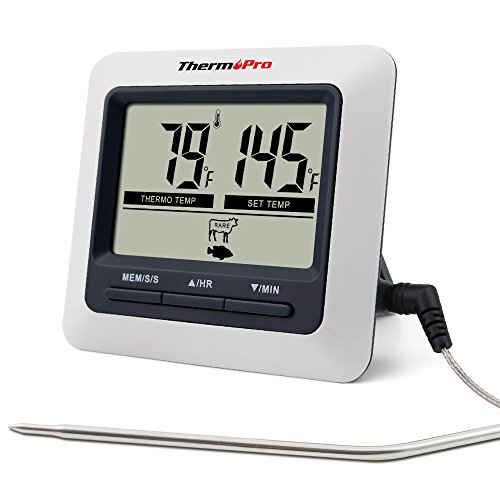 Thermopro Tp04 Large Lcd Digital Kitchen Cooking Food Meat Thermometer For Smoker Oven Bbq Grill
