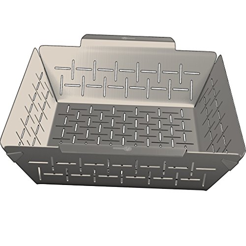 Vegetable Grill Basket - Dishwasher Safe Stainless Steel - Large Non Stick Bbq Grid Pan For Veggies Meat Fish