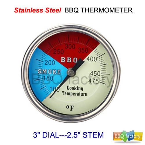 Bbq Factory&reg 3&quot475f Charcoal Grill Pit Wood Smoker Temp Gauge Thermometer 25&quot Stem Ss Rwb