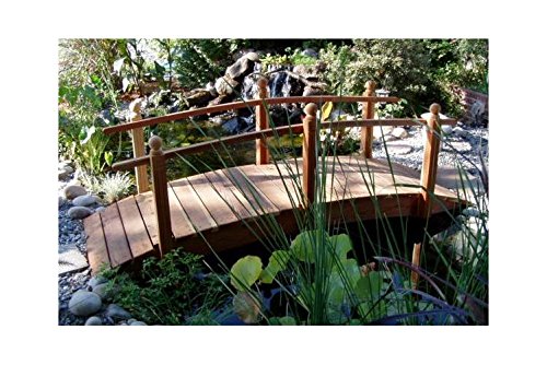 10 ft Single Rail Redwood Garden Bridge 10 ft Sealed Single Rail