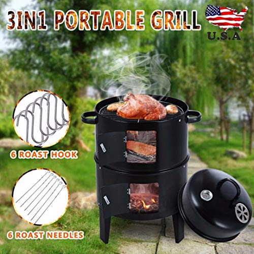 9TRADING Charcoal Water Smoker Grill Outdoor BBQ Barbecue Cooker Backyard Camping Patio
