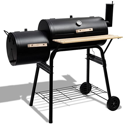 FDInspiration Black 455 Steel BBQ Charcoal Grill Barbecue Cooker wSide Shelf with Ebook