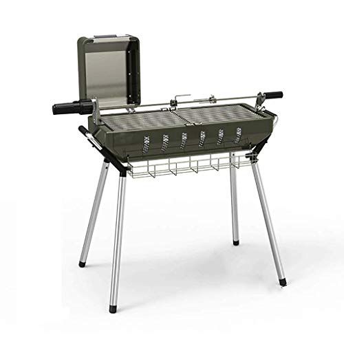 XAJGW BBQ Grill Charcoal Barbecue Cooker Portable Home Outdoor Camping Picnics Grill wAdjustable Legs Stainless Steel Mesh Non-Stick Tray Removable Charcoal Basin