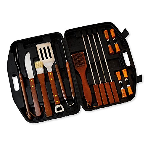 18pcs Stainless-Steel Wood Handle Barbecue BBQ Tool Set with Storage Case