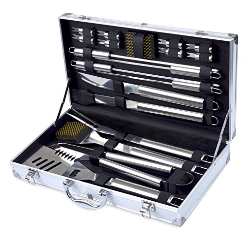 Barbestar 19-Piece Stainless Steel BBQ Grill Tool Set with Aluminum Storage Case