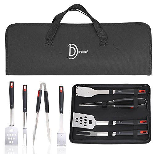 Td Design 4-piece Bbq Grill Tools Set Heavy Duty Stainless Steel Barbecue Tool Set Utensils Grilling Accessories