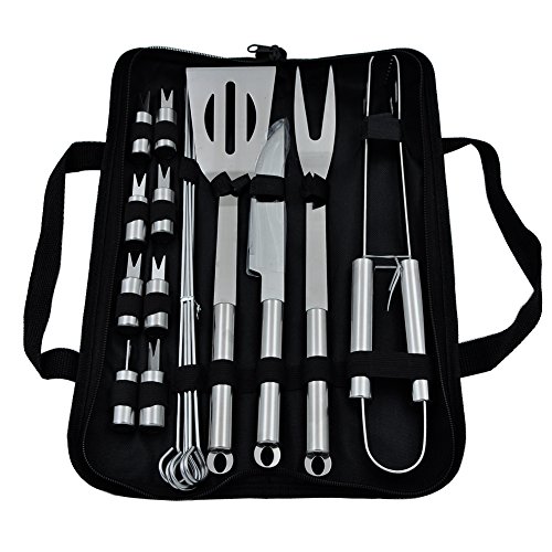 Wolftop 18 Piece Stainless Steel BBQ Grill Tool Set with Canvas Bag