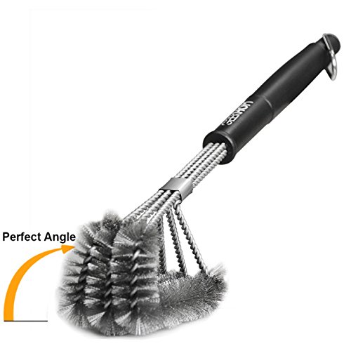 Grill Brush GEEKHOM 18 BBQ Grilling Cleaner 3 in 1 Barbecue Cleaning Tools with Wire Bristles and Soft Comfortable Handle Perfect for Char-Broil Weber Porcelain Porcelain and Infrared Grills