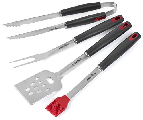 Grillaholics Grill Set - 4-piece Bbq Tools - Heavy Duty Stainless-steel Utensils - Premium Grilling Accessories
