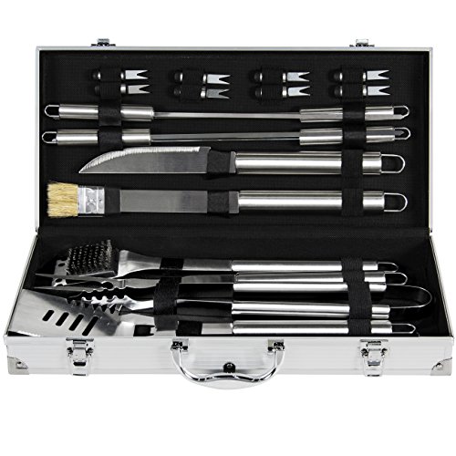 Best Choice Products 19pc Stainless Steel Bbq Grill Tool Set With Aluminum Storage Case