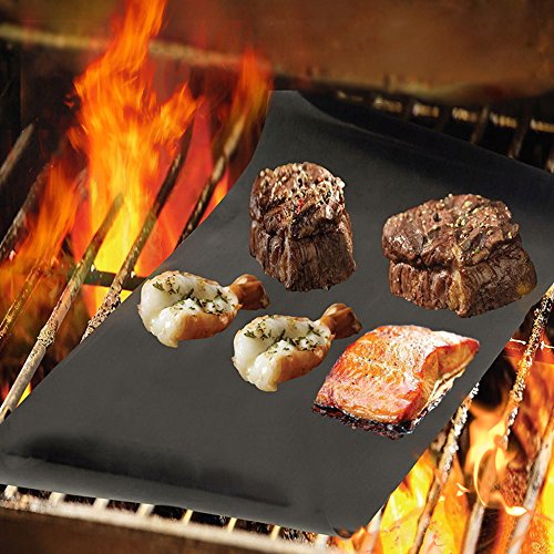 HOAEY BBQ Grill Mat Non-stick Grill Mats Barbecue Utensil for Charcoal Electric Grill Rapid Clean  Set of 2 