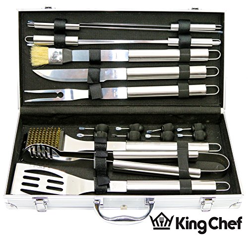Insane Sale Ends Today King Chef Best 18 Piece Stainless Steel Bbq Grill Tool Set With Aluminum Storage Case