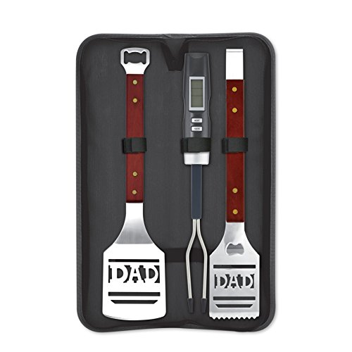 KOVOT Dad BBQ Grill Set with Carry Case - 4 Piece Grill Set Includes Spatula Tongs Digital Thermometer and Carry Case