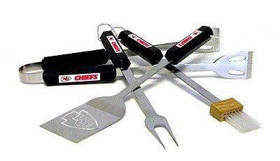 NFL Kansas City Chiefs Four Piece Stainless Steel BBQ Set BBQ Grill Set 6 x 15in