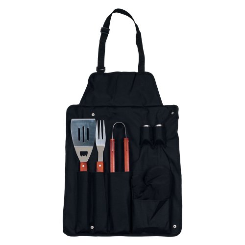 Chefs Kitchen 82-4308b Buddy 7-piece Bbq Apron And Utensil Set