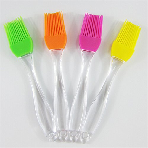 LautechcoÂ 5pcs Silicone Baking Bread Cake Tools Pastry Oil Cream BBQ Utensil Safety Basting Brush For Cooking Pastry Tools Random Color Transparent Handle