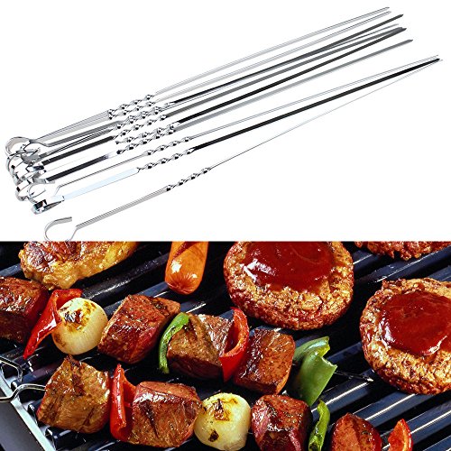 Stainless Steel BBQ UTENSIL Skewers Barbeque Kabob Needle Fork 15 inch 10PCS