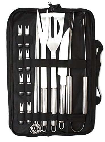 CookWithTech - FLASH SALE - 18 Piece Barbecue Tool Set with Case - The Best Grill Tool Accessories Set - Lightweight and Strong