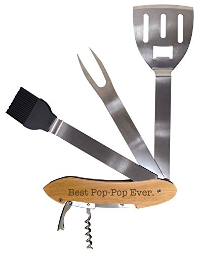 Unique Gift for Grandpa Best Pop-Pop Ever BBQ Grill Multi Tool Barbecue Spatula Grilling Accessories