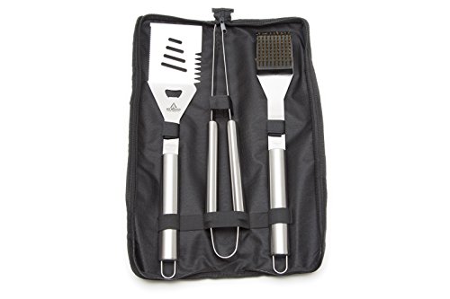 20 Thicker Stainless Steel BBQ Tools Set Stainless Steel Barbecue Set Professional Grade Grill Tools over 16 Inches Long 3 Piece Grilling Tools Set Spatula Tongs Wire Brush Carrying Case - 4 Sets