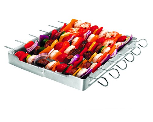Unicook Heavy Duty Stainless Steel Barbecue Skewer Shish Kabob Set6 Pieces Skewer Sticks And Grill Rack Set For