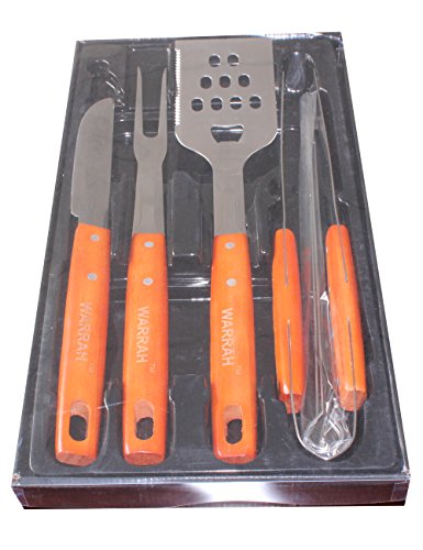WARRAH BBQ Tools Sets-Barbecue Grill Set-Best stainless Stell Materials Solid Hard Wood with Non-Slip Handles