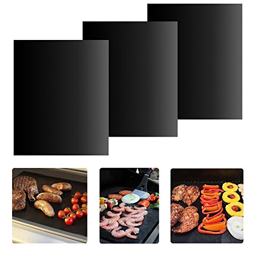 Bbq Grill Mat - Ilome Non-stick Grill Mats Barbecue Utensil For Meat Biscuit Baking 3pcs