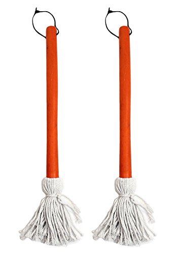 Chef Craft Set of 2 BBQ Basting Mops with Wood Handle and Cotton Head Barbeque Sauce Basting Mops