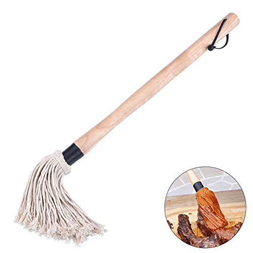 GreceYou BBQ Mop Basting Brush - Professional BBQ Basting Mops for Roasting or Grilling - Cotton Fiber Head and Natural Wood Handle Barbeque Sauce Brush
