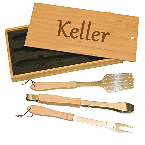 Custom BBQ Tool Set  Gift for Dad  Engraved BBQ Utensil Set