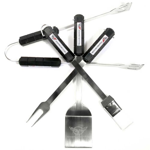 Motorhead Products MH1082 Corvette 4-Piece BBQ Grilling Utensil Set