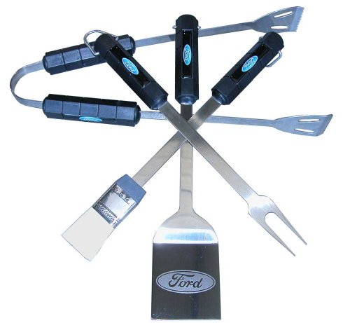 Motorhead Products Mh1083 Ford 4-piece Bbq Grilling Utensil Set