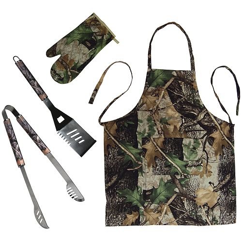 Camo Barbecue Tool Set With Apronamp Mitt