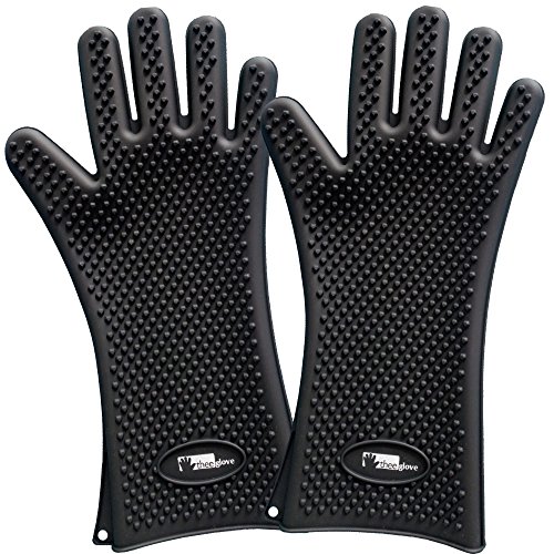 Thee Glove - Silicone Barbecue Gloves - BBQ Cooking Gloves - Long Size For Best Barbeque and Grilling Mitts Protection - High Heat Temperature Resistant Glove - Protect Fingers From Heat